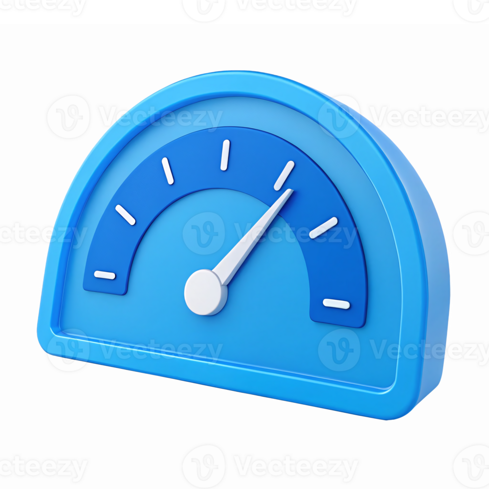 Blue Speedometer for Performance Metrics and Dashboard Visualizations with Transparent Background png