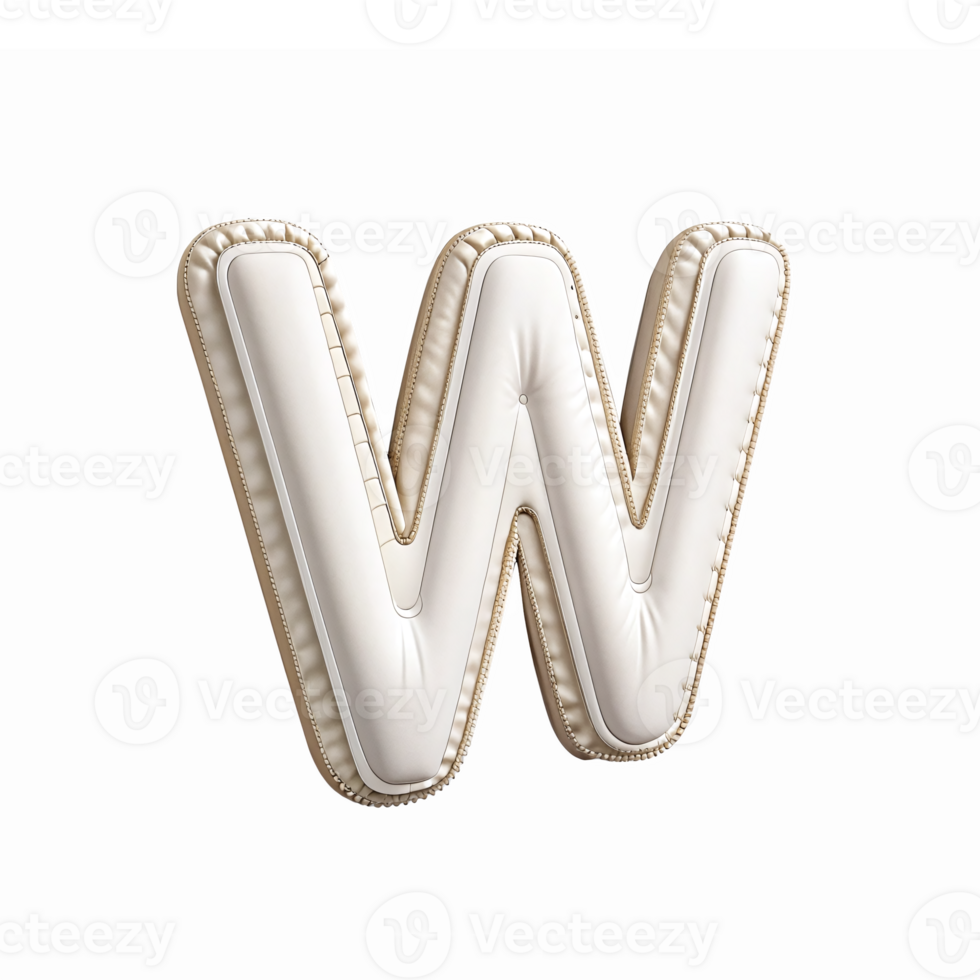 Stylish Plush Letter W with Textured Surface on Transparent Background for Modern Designs png
