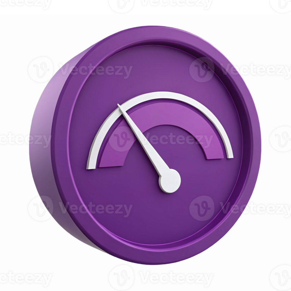 Purple Speedometer with Transparent Background for Performance Measurement and Analytics png