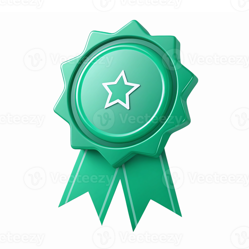 Green Award Badge with Star Design for Achievements and Recognition Uses png