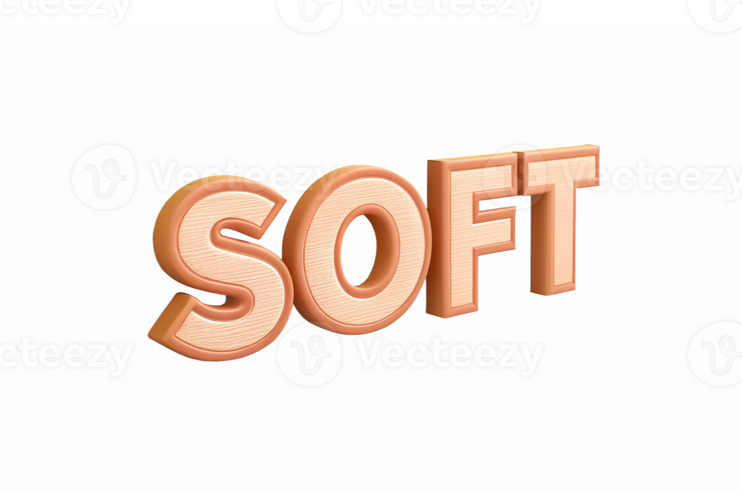3D Text Design Soft Warm Wooden Style with Transparent Background for Modern Graphics png