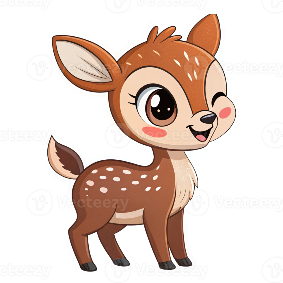 Cute Cartoon Deer Character with Winking Expression and Playful Pose on Transparent Background png