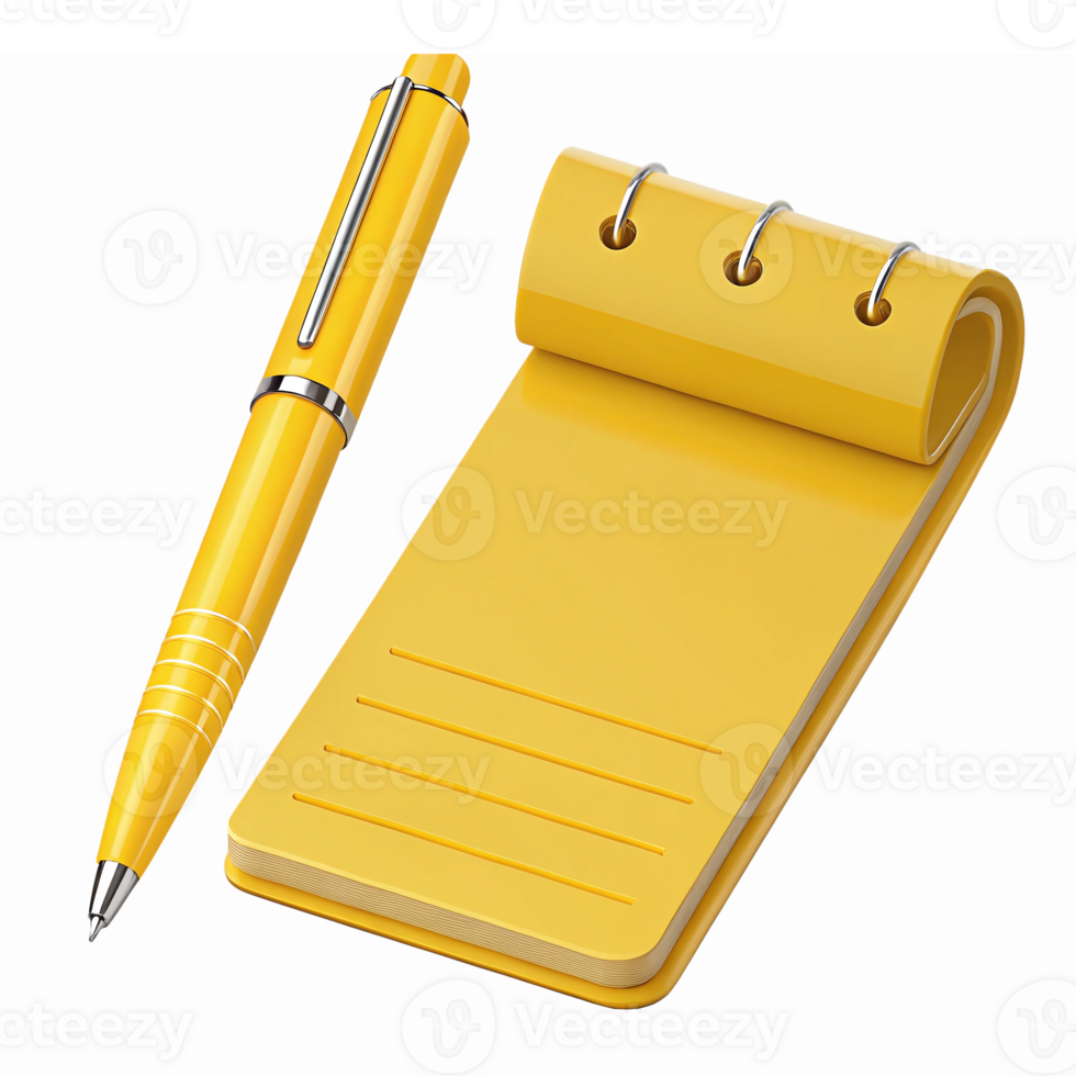 Yellow Notepad and Pen on Transparent Background for Note Taking and Writing Tasks png