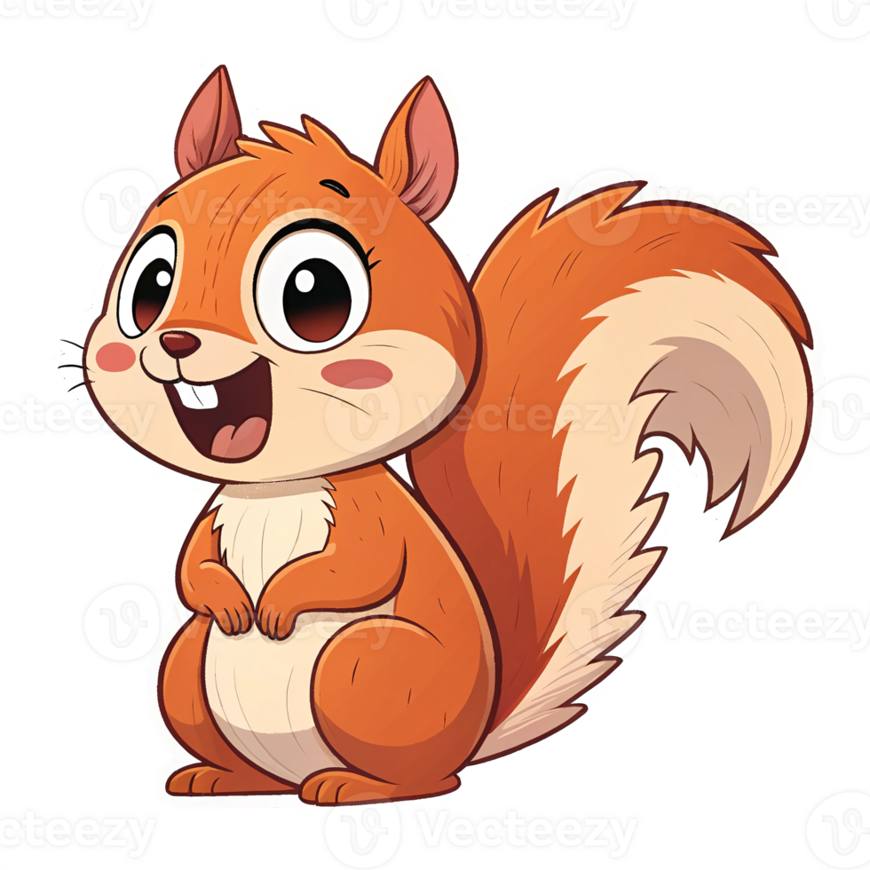 Cute Cartoon Squirrel Character Mascot with Happy Expression on Transparent Background png