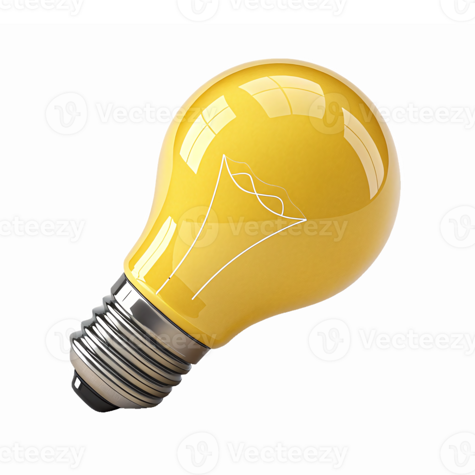 Yellow Light Bulb Illustration with Transparent Background for Creative Projects and Designs png