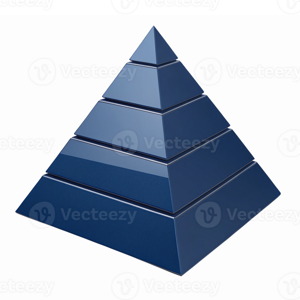 Elegant Blue Pyramid Structure with Glossy Finish on Transparent Background for Modern Design png