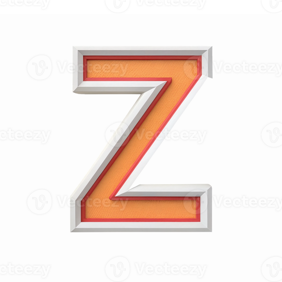 3D Textured Letter Z with Orange Background and White Frame for Modern Design Applications png