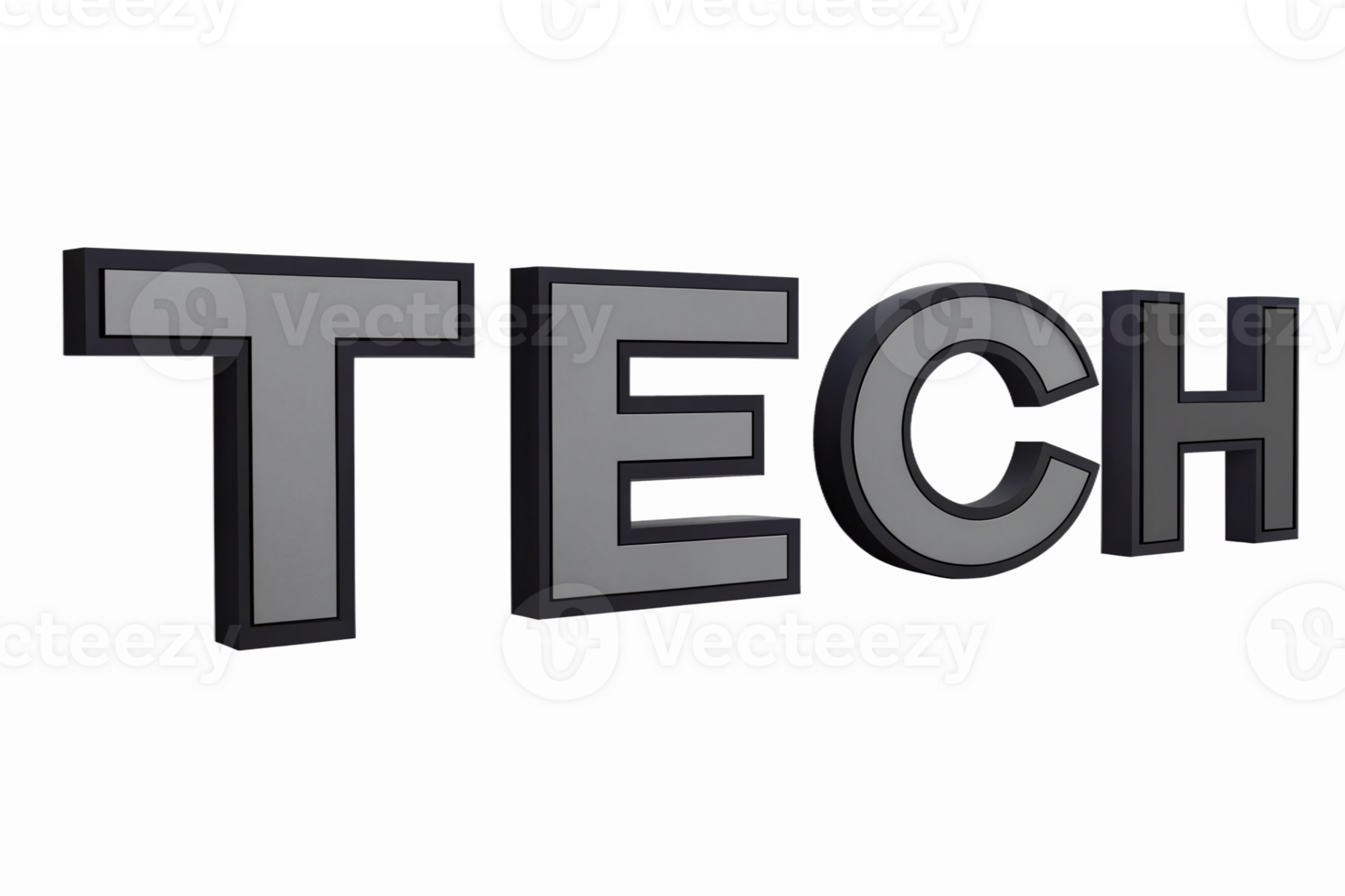 Three Dimensional Tech Text with Modern Design and Transparent Background for Versatile Use png