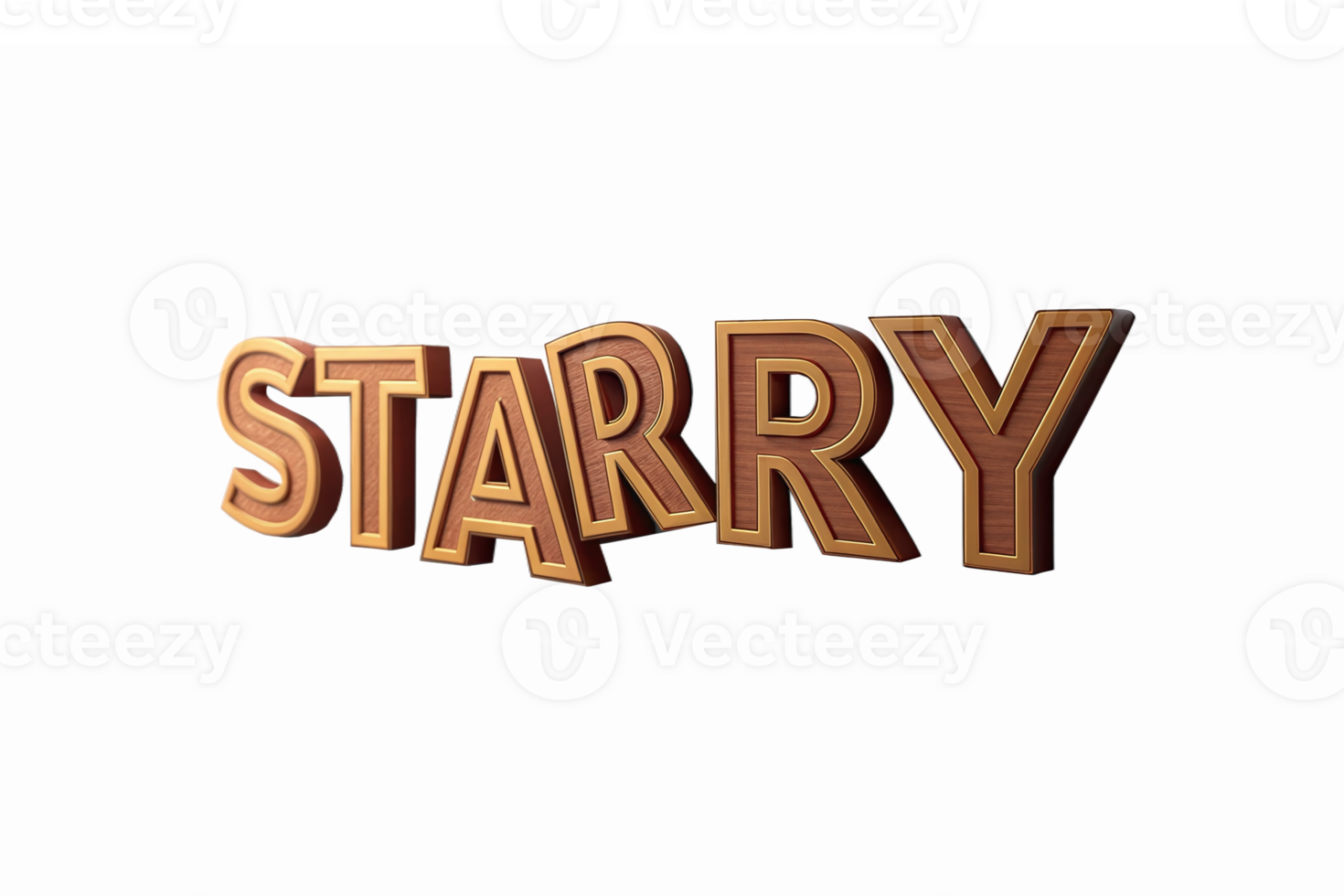 3D Text Effect for Starry Theme with Stylish Brown Color and Transparent Background png