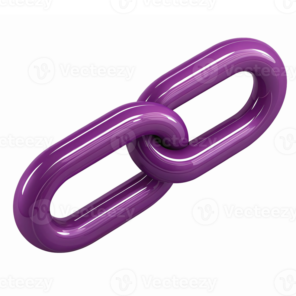 Glossy Purple Chain Link 3D Illustration with Transparent Background for Digital Design Projects png