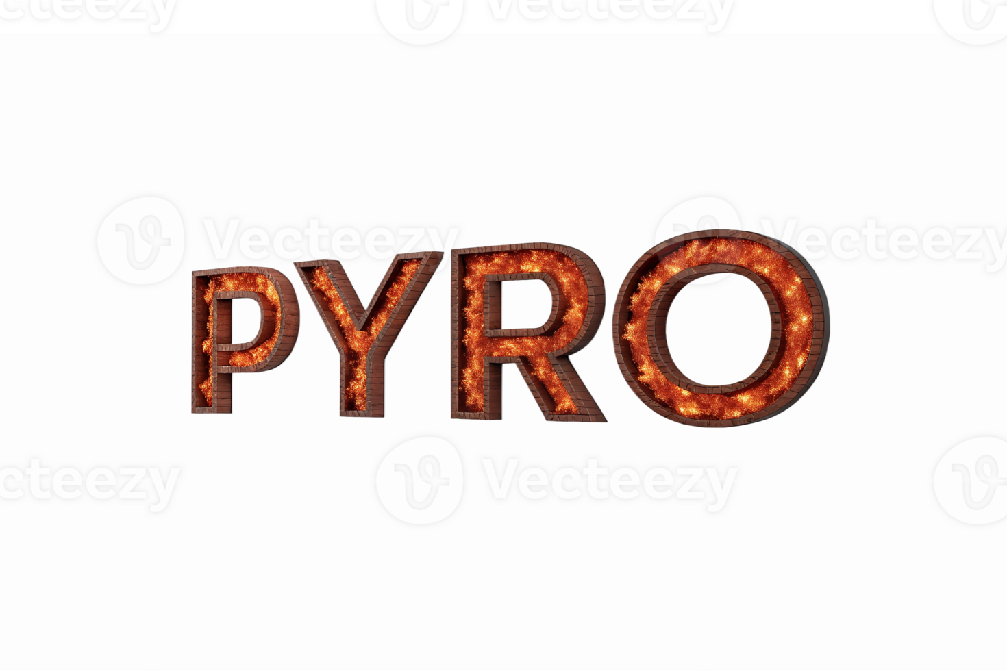 Fiery Pyro Text with Glowing Flame Effects on Transparent Background for Dynamic Designs png