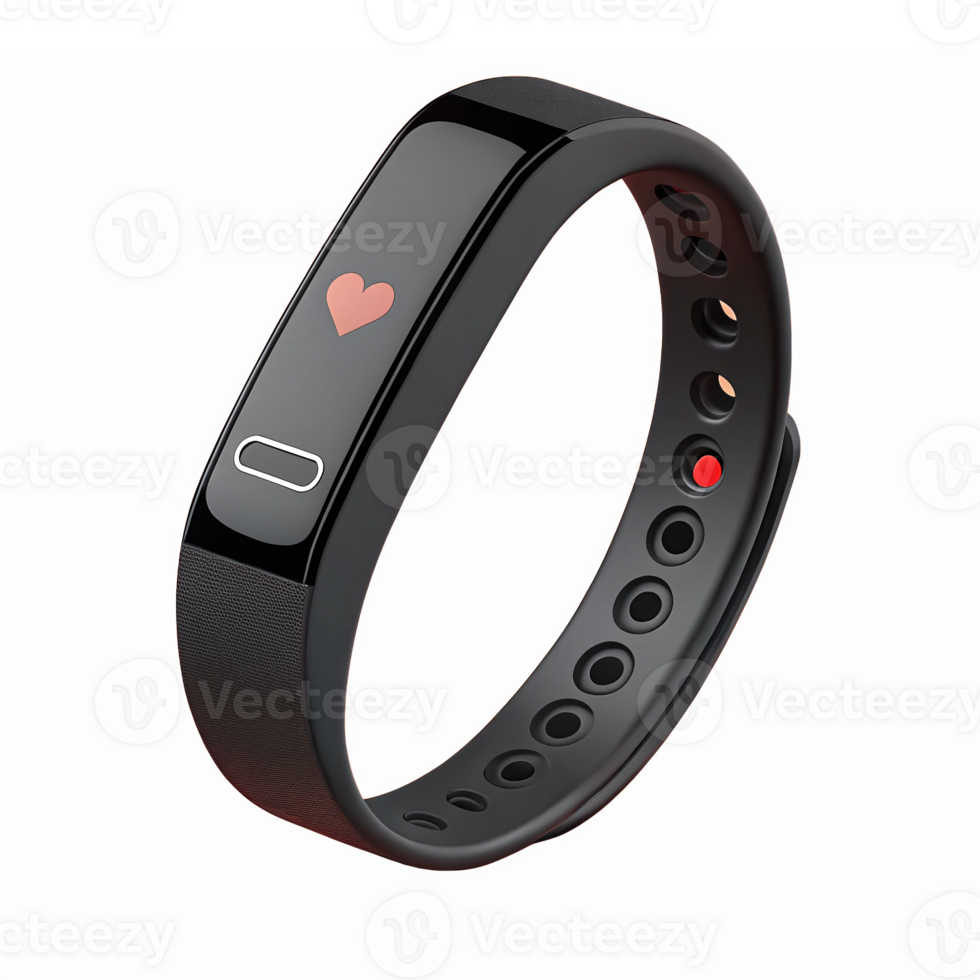 Black Fitness Tracker Bracelet with Heart Rate Monitor and Touch Screen Display png