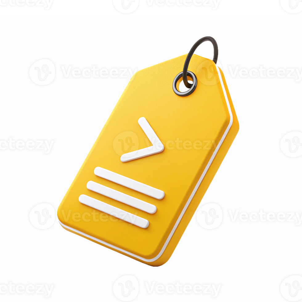 Yellow Price Tag with Minimalistic Design on Transparent Background for Marketing and Sales png