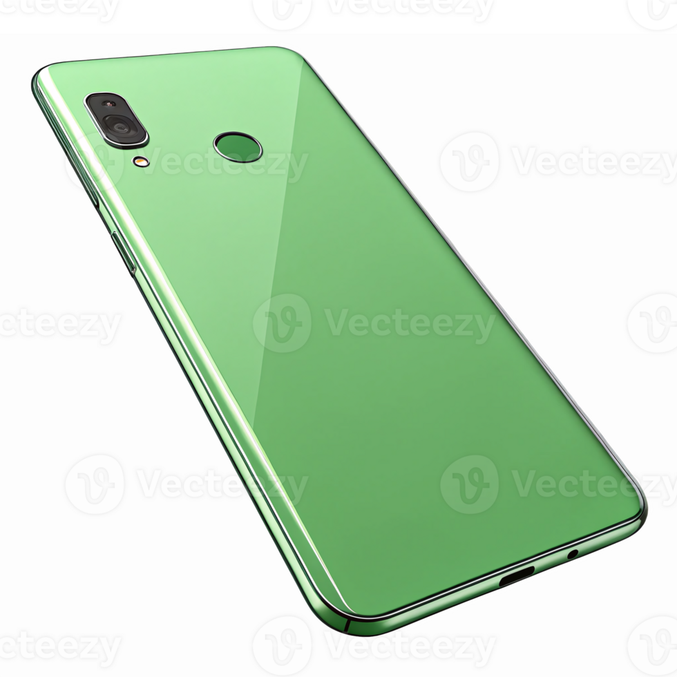 Shiny Green Smartphone with Glossy Finish and Transparent Background Perfect for Technology Themes png