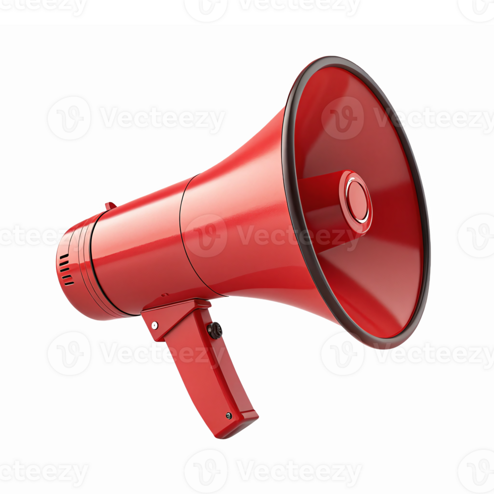 Vibrant Red Megaphone with Transparent Background for Communication and Marketing Use png
