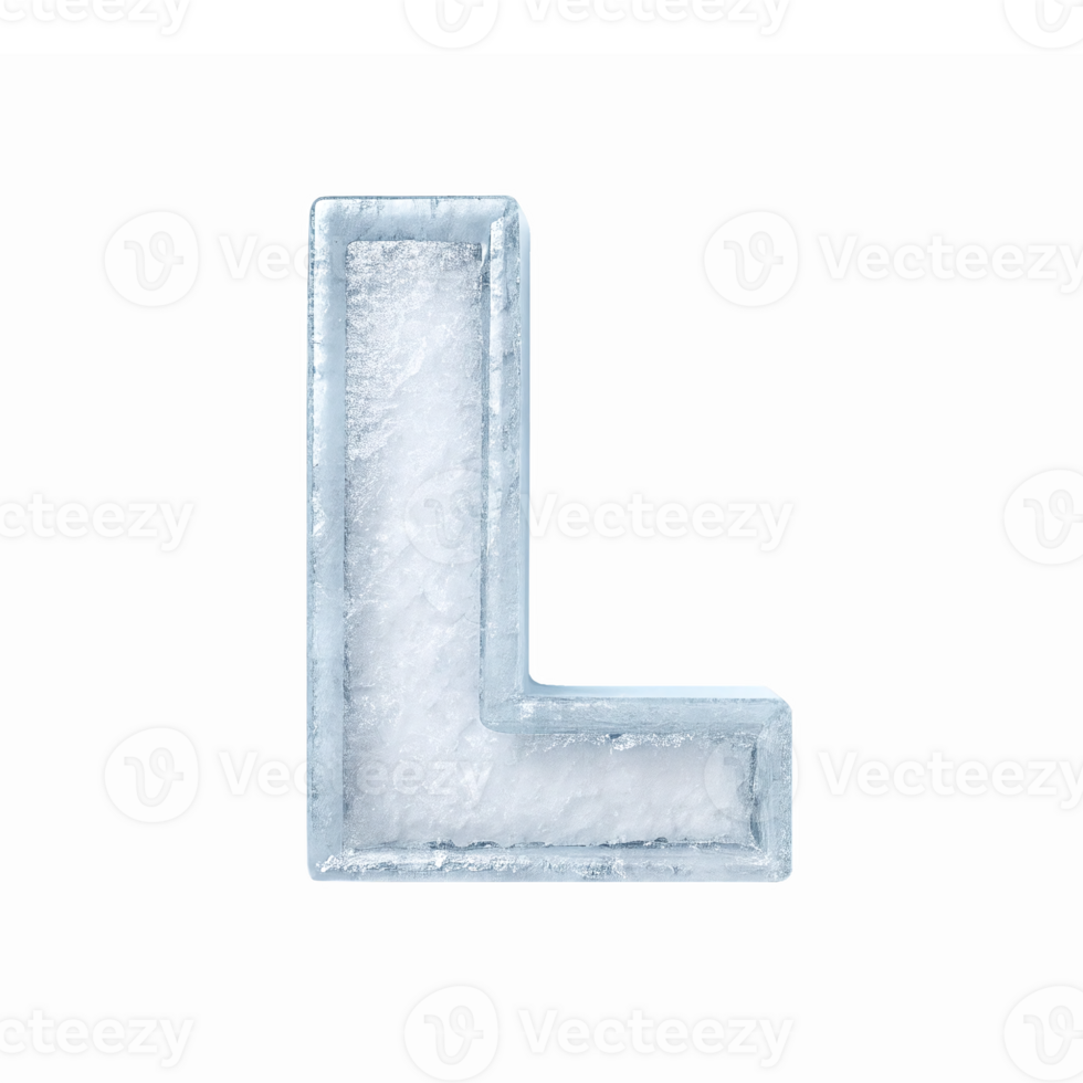 Stylized Ice Letter L with Frosty Texture on Transparent Background for Modern Designs png