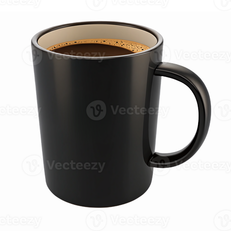 Realistic Black Coffee Mug with Rich Dark Brew and Smooth Surface for Design Projects png