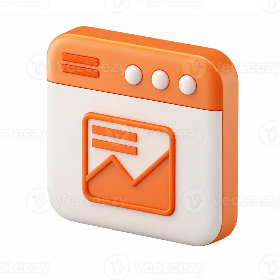 Orange Web Browser Window Featuring Upload and File Preview on Transparent Background png