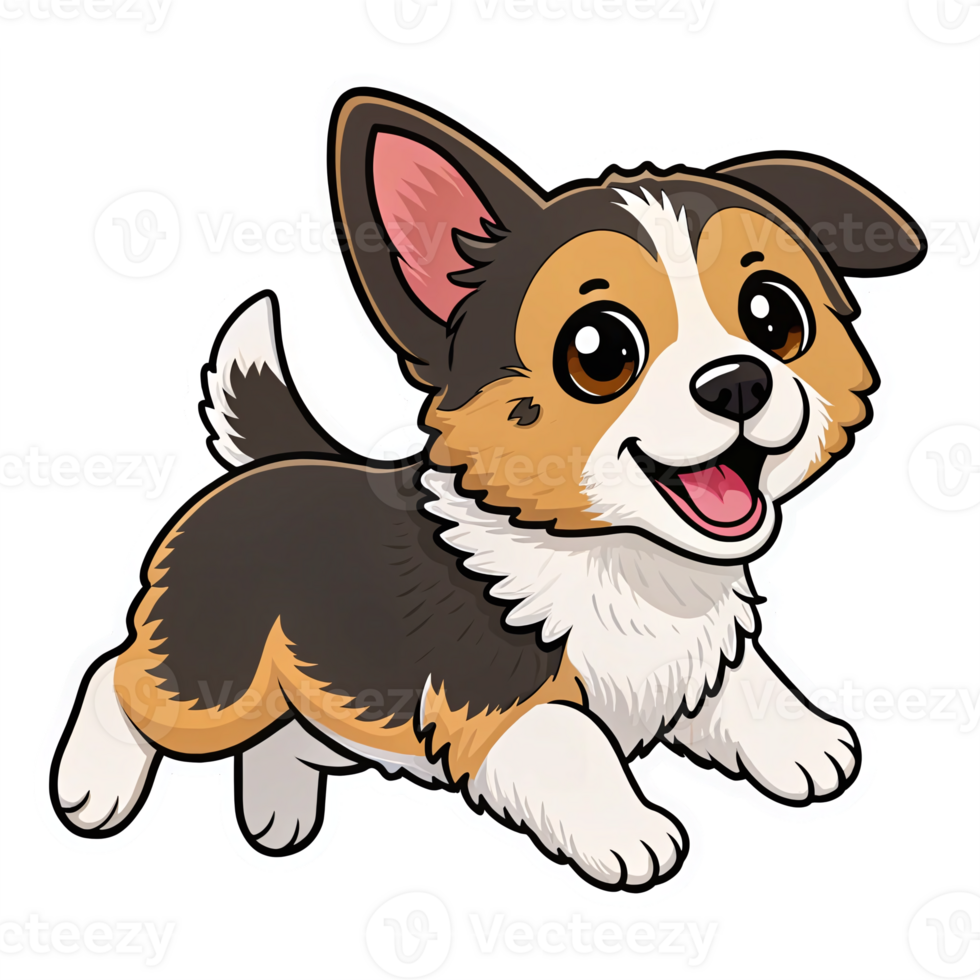 Happy Playful Corgi Dog Character with Cheerful Expression on Transparent Background png