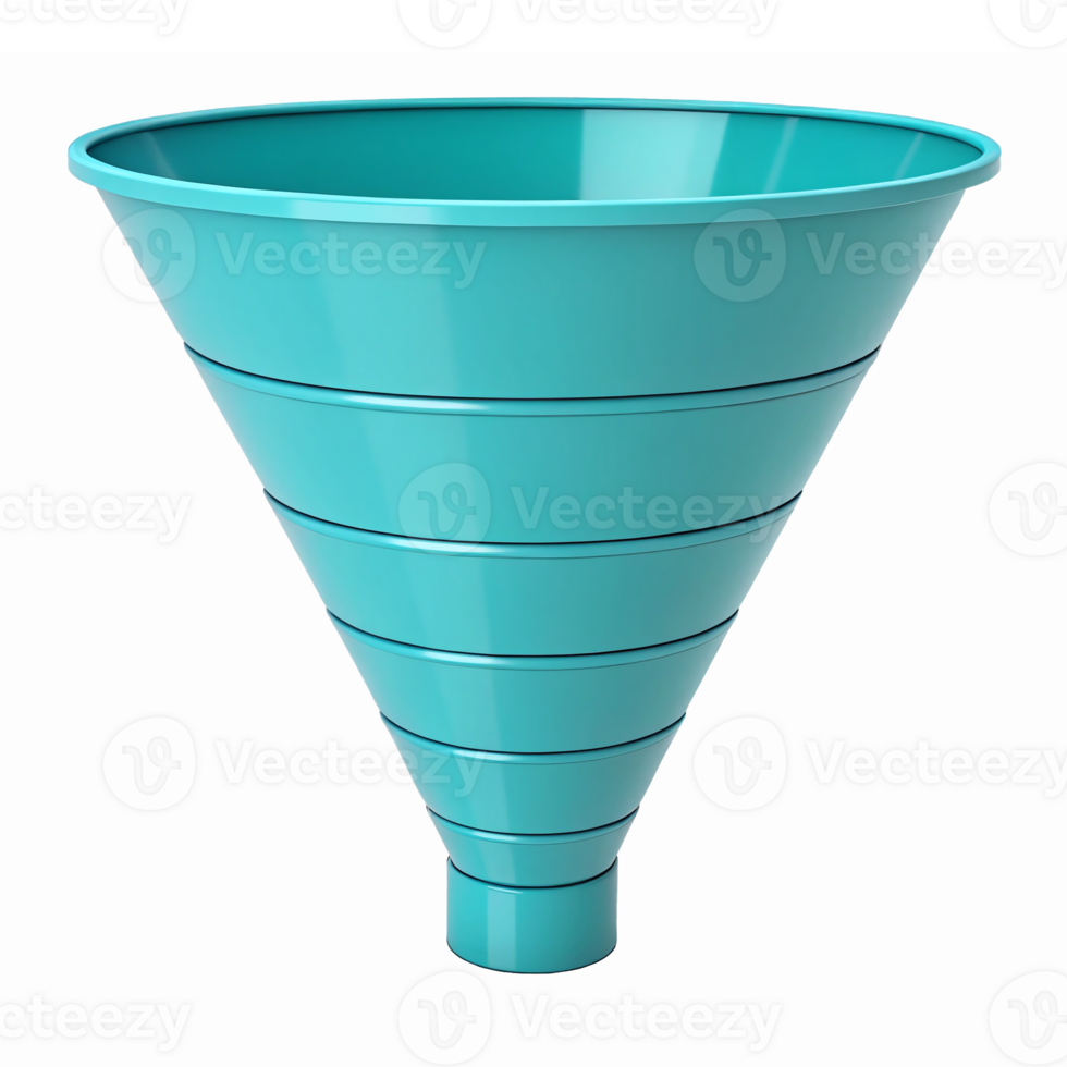 Bright Turquoise Funnel for Pouring and Measuring Liquids in Kitchen or Laboratory Setting png