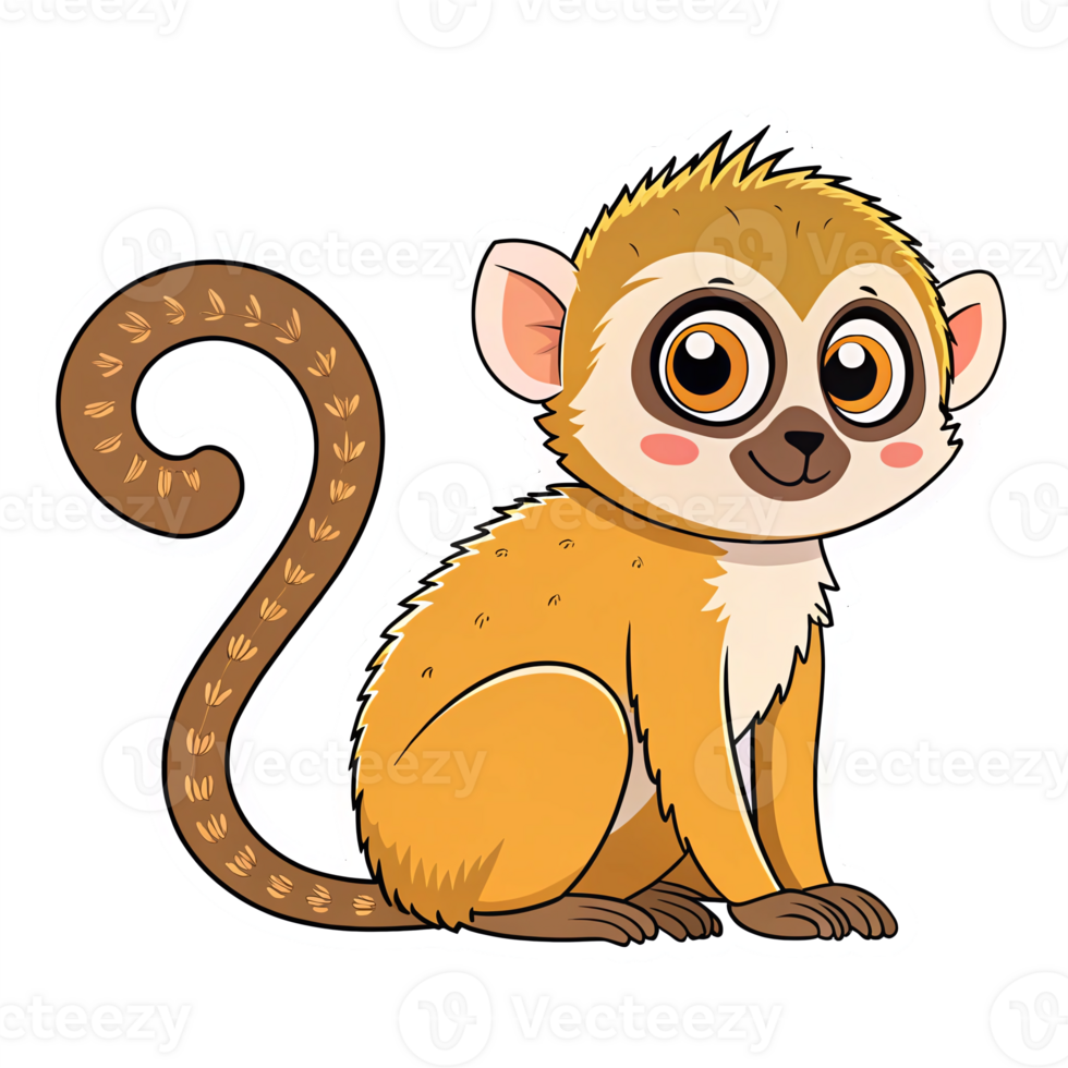Cute Cartoon Monkey Character with Playful Expression on Transparent Background png