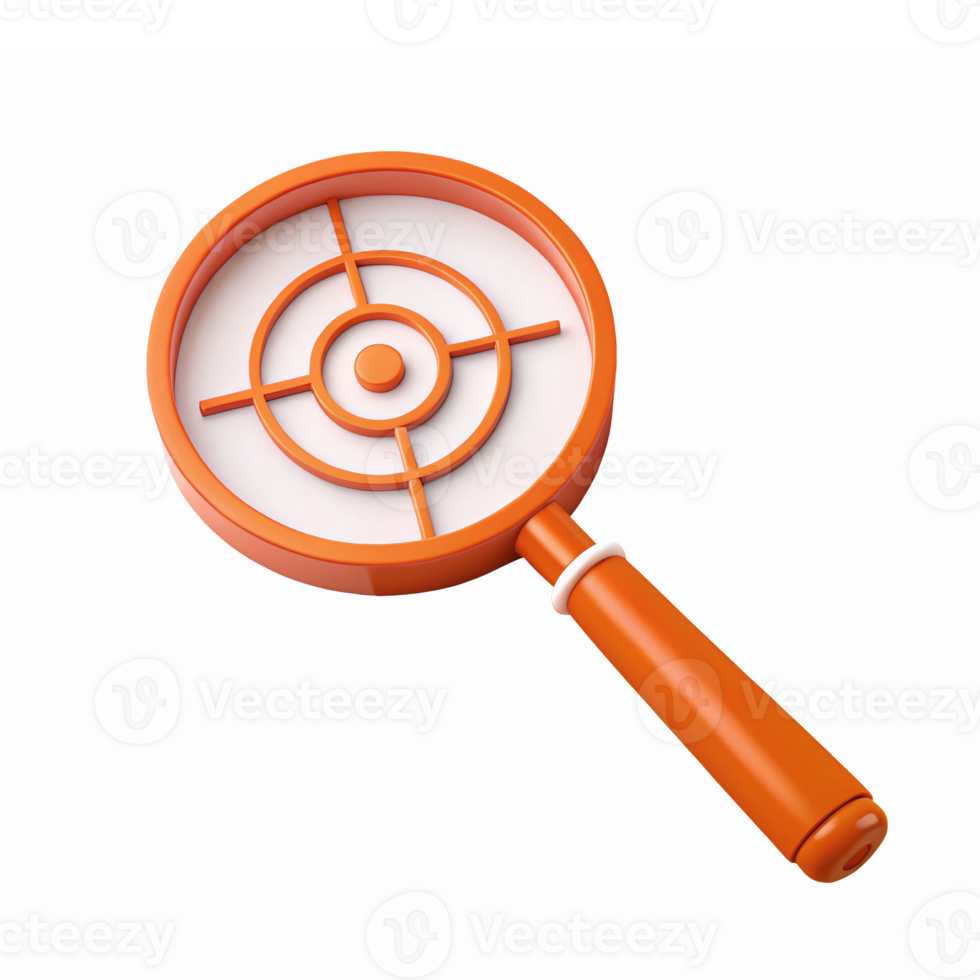 Orange Magnifying Glass with Target Reticle for Focused Analysis and Research png