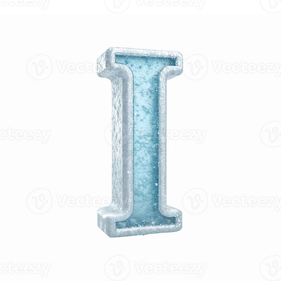 Ice Letter I Character with Frosty Texture for Winter Promotions and Cool Designs png
