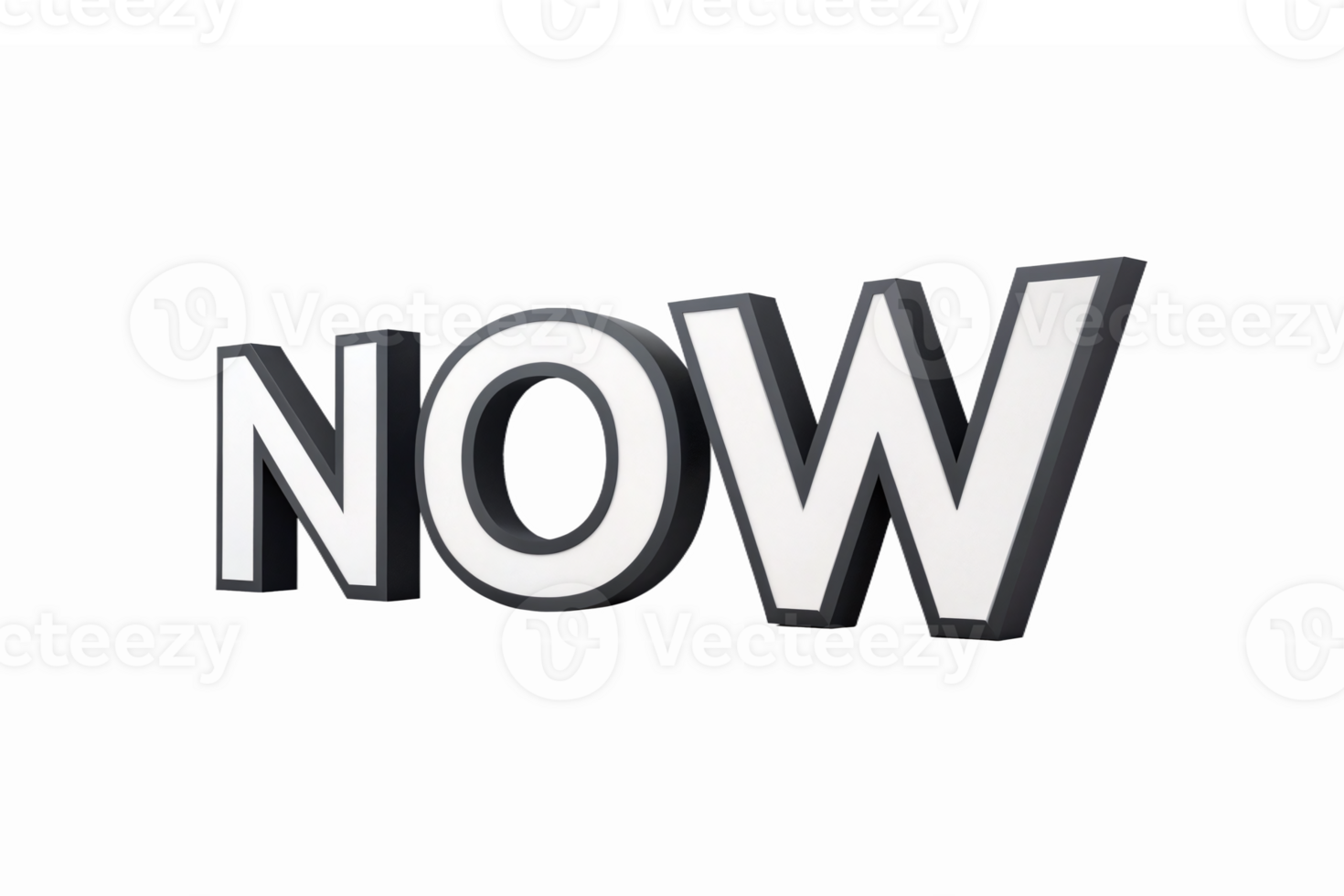 Bold 3D NOW Text Design for Motivational and Inspirational Themes with Transparent Background png