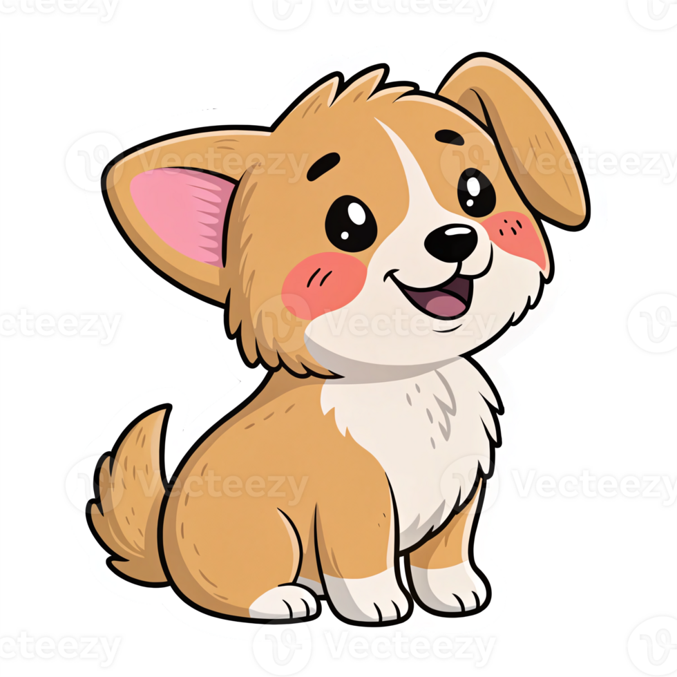 Cute Cartoon Corgi Dog Smiling Character with Playful Expression on Transparent Background png
