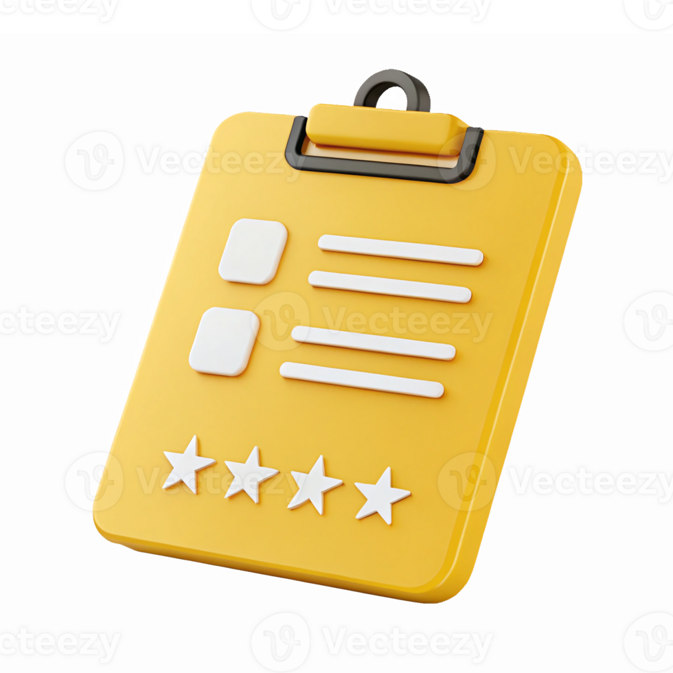 Yellow Feedback Form with Checklist and Star Ratings for Reviews and Surveys on Transparent Background png