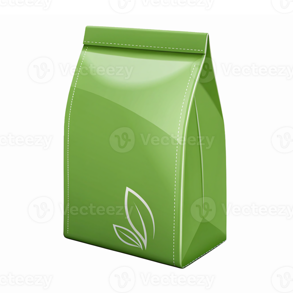 Green Eco-Friendly Packaging Box with Leaf Design for Organic Products on Transparent Background png