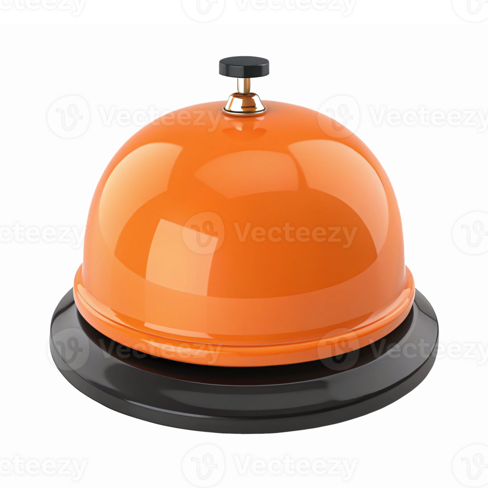 Orange Reception Bell with Glossy Finish for Customer Service and Call to Action png