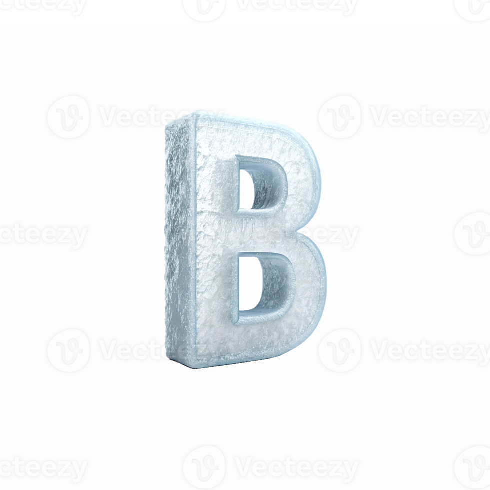 3D Metallic Letter B with Frosted Texture on Transparent Background for Creative Designs png