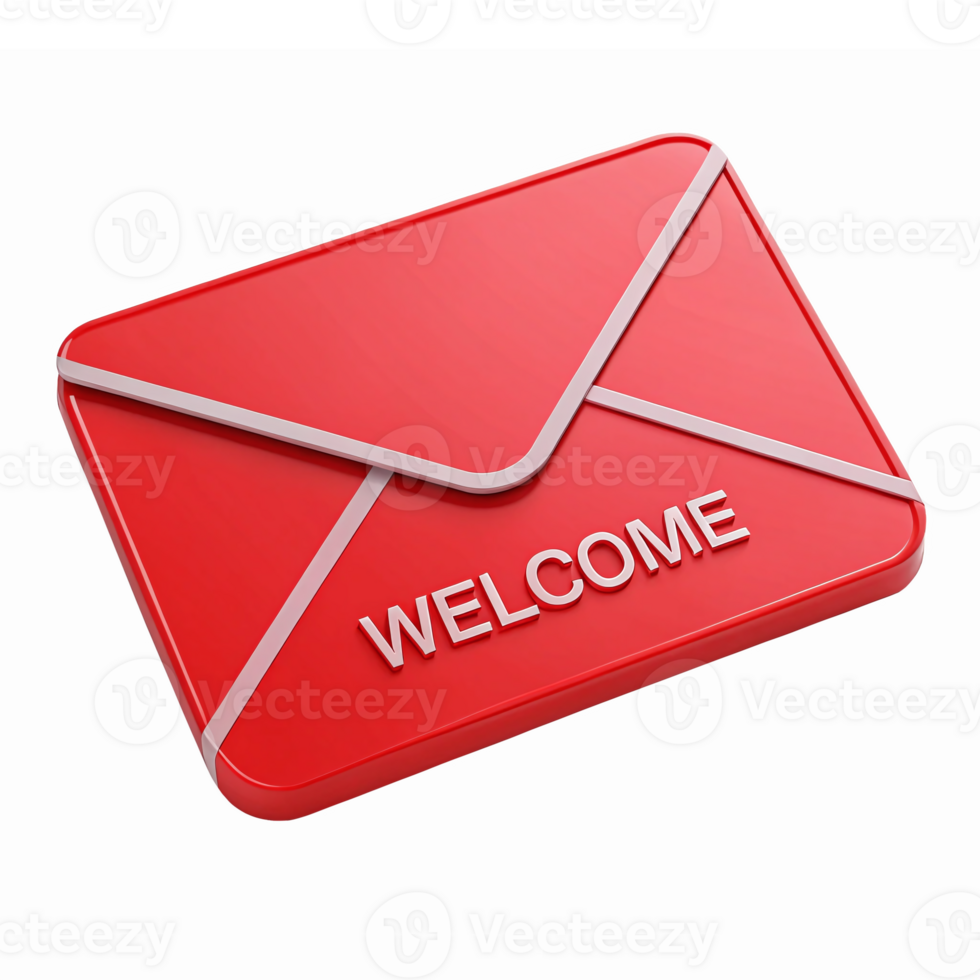 Red Welcome Envelope for Invitations and Greeting Messages with Transparent Background png