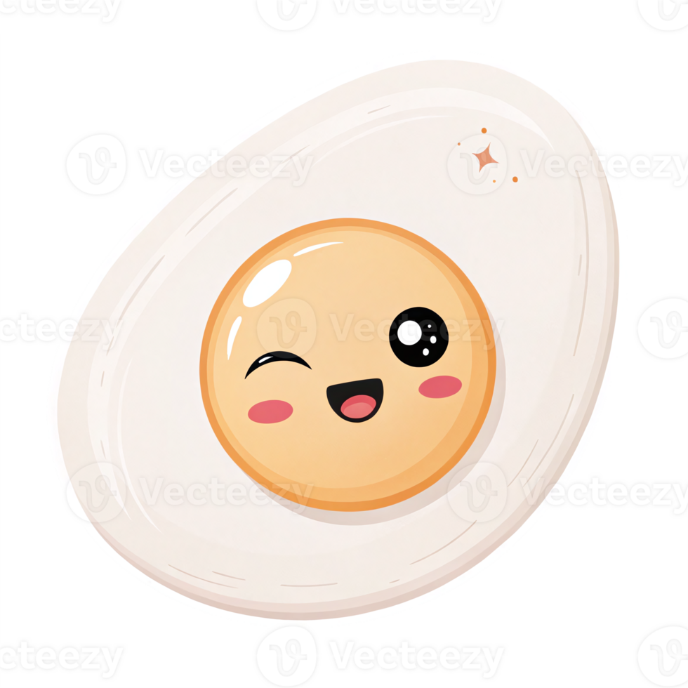 Cute Smiling Cartoon Egg Character with Cheerful Expression and Transparent Background png