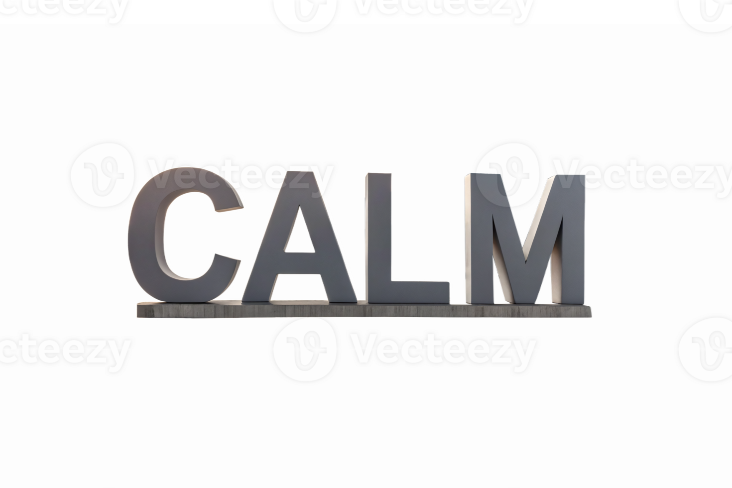 Calm Word Art 3D Design for Meditation and Relaxation Themes Transparent Background png