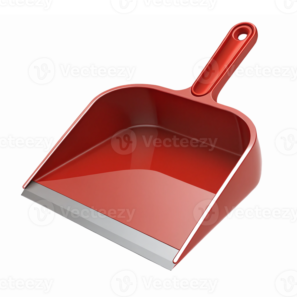 Bright Red Plastic Dustpan with Metal Edge for Efficient Cleaning and Home Organization png