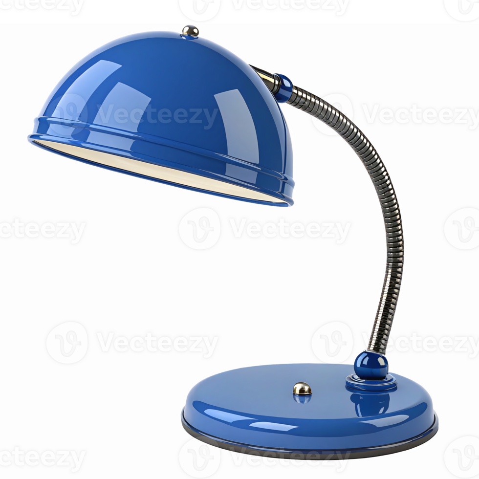 Blue Desk Lamp with Flexible Neck and Round Base for Home and Office Decor png