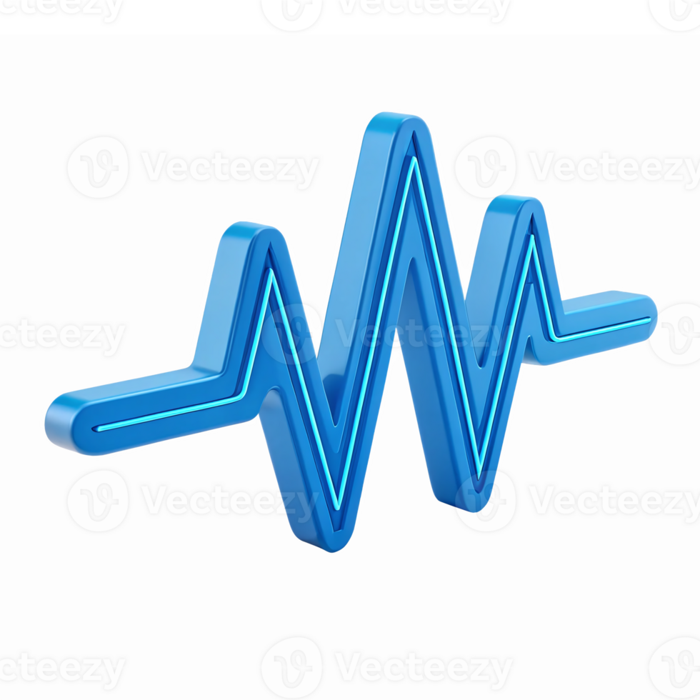Blue Pulse Wave Shape Illustration with 3D Effect for Healthcare and Technology Applications png