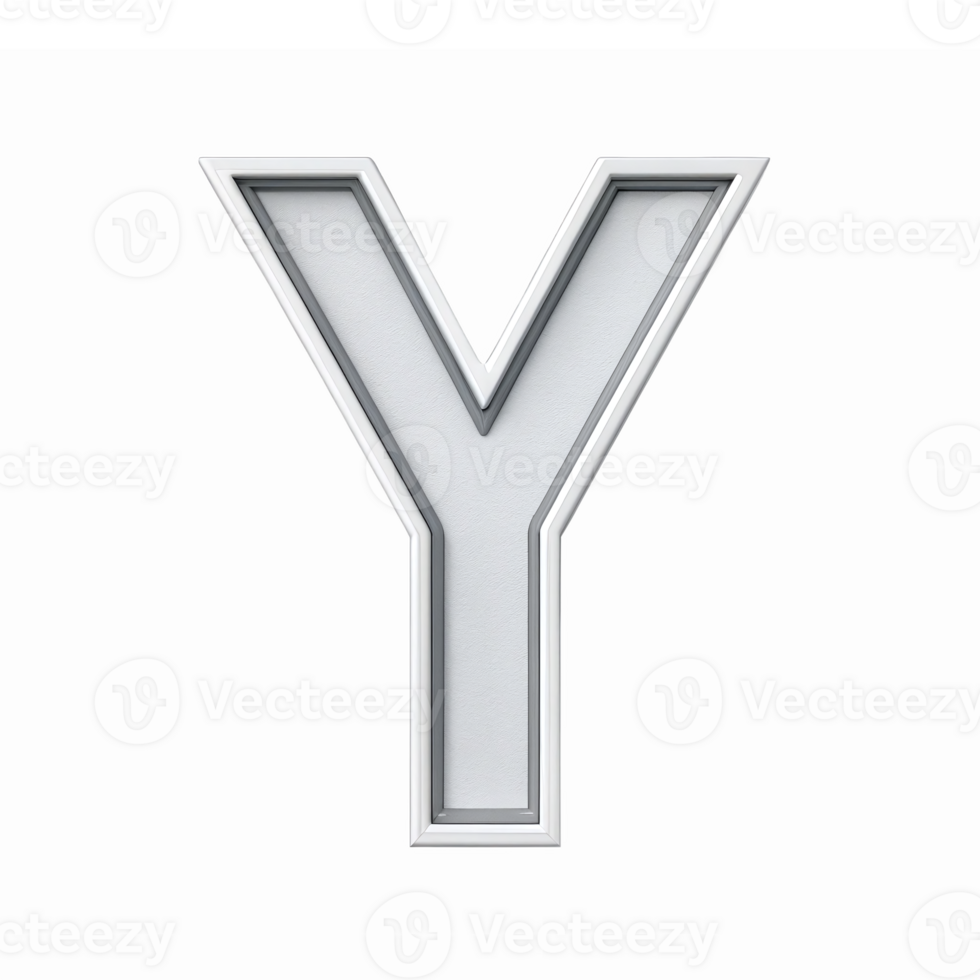 Stylized 3D Letter Y in Silver with a Clean Transparent Background for Modern Design Applications png