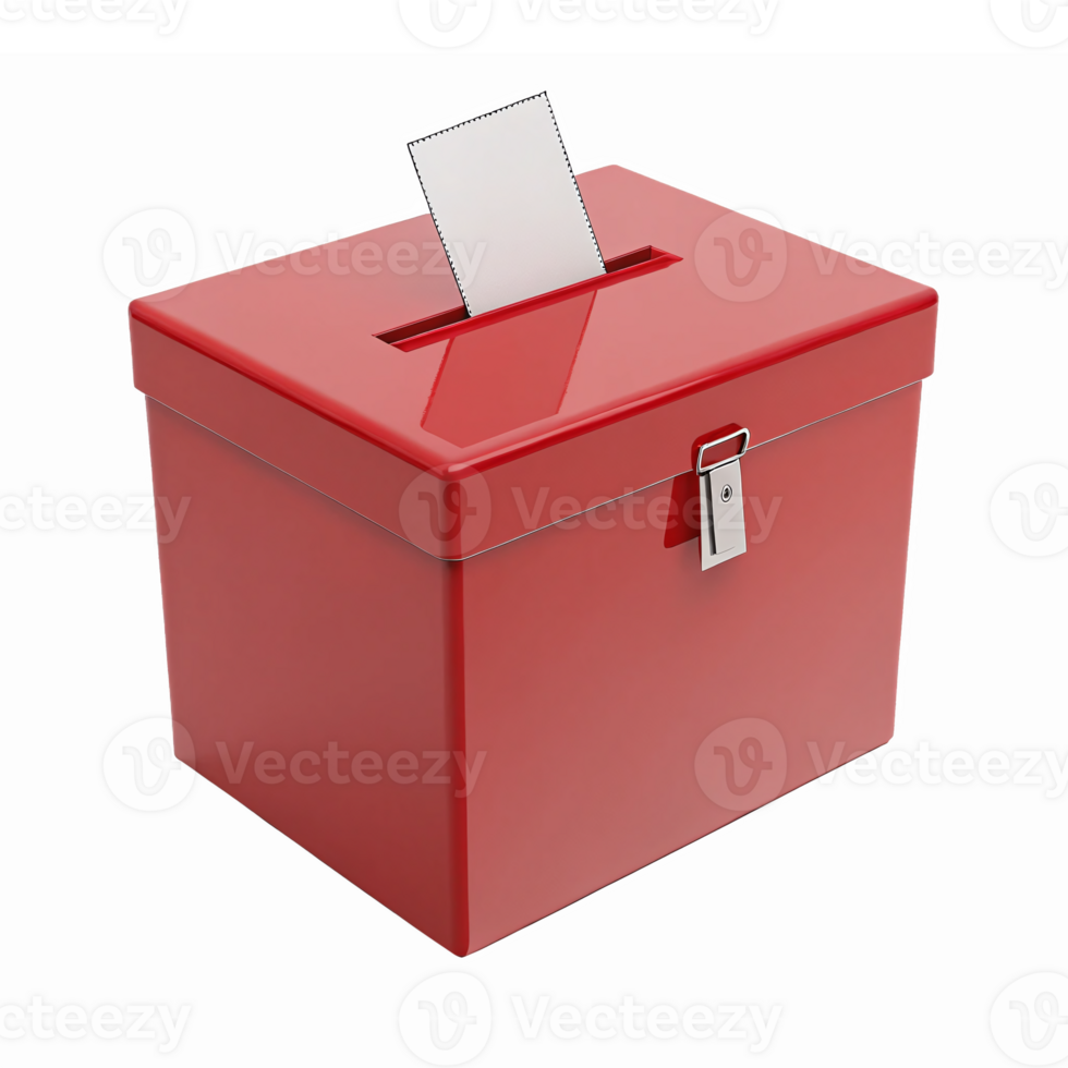 Red Voting Ballot Box with Slot and Ballot Paper for Elections and Democracy Concepts png