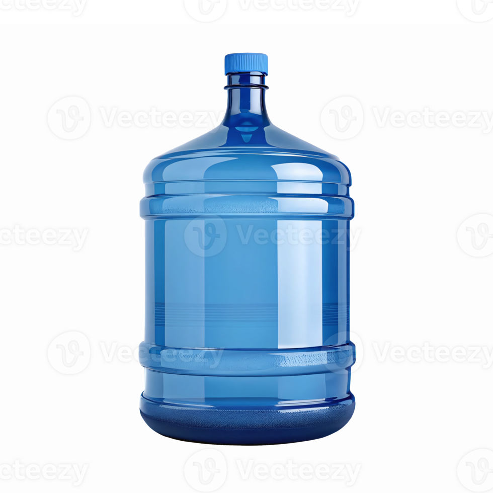 Blue Plastic Water Bottle Container with Cap Transparent Background png