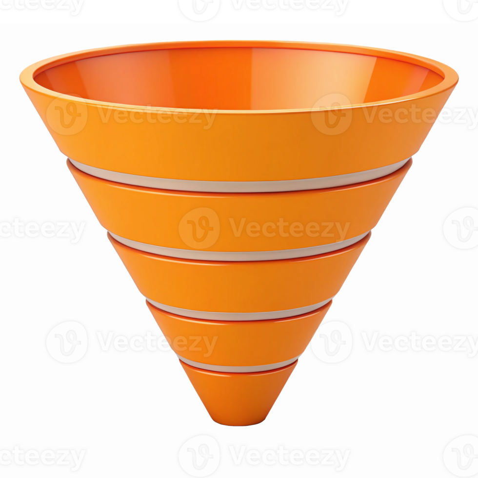 Orange Funnel with Smooth Curved Design for Kitchen and Laboratory Use with Transparent Background png