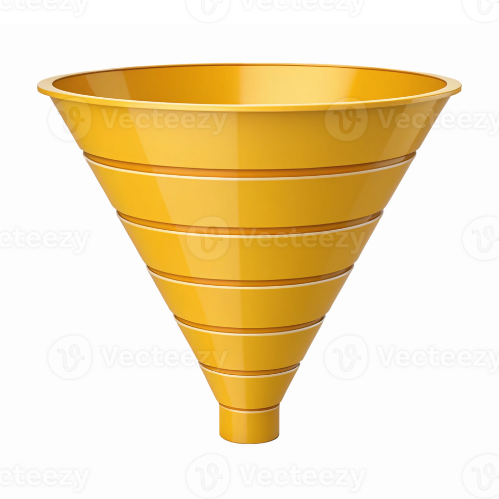 Yellow Funnel with Smooth Surface for Pouring Liquid Efficiently in Kitchen and Workshop png