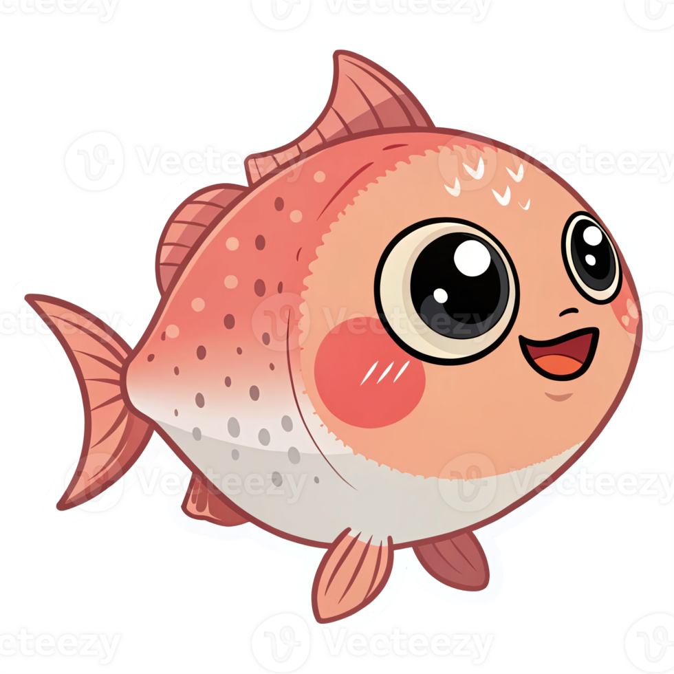 Cute Cartoon Fish Character with Big Eyes for Childrens Designs and Illustrations png