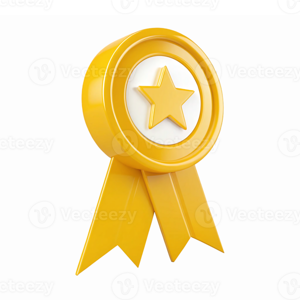 Golden Star Award Ribbon with Transparent Background for Recognition and Achievements png