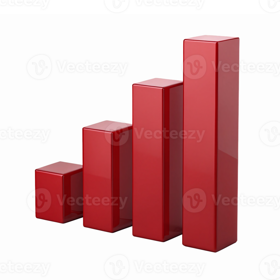 Red Bar Graph Illustration Representing Growth on Transparent Background png