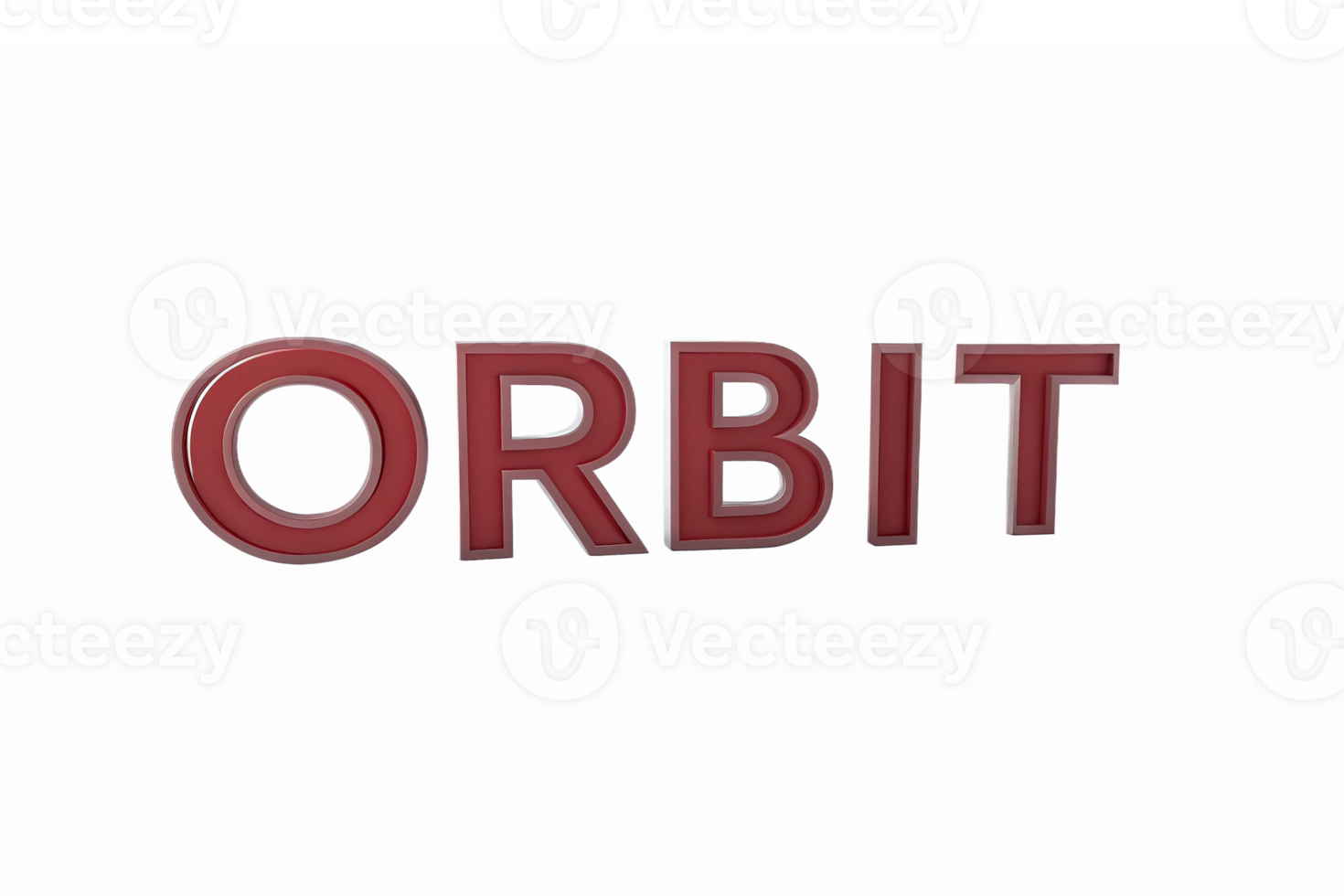Orbit Three Dimensional Text Graphic in Glossy Red Color with Transparent Background png