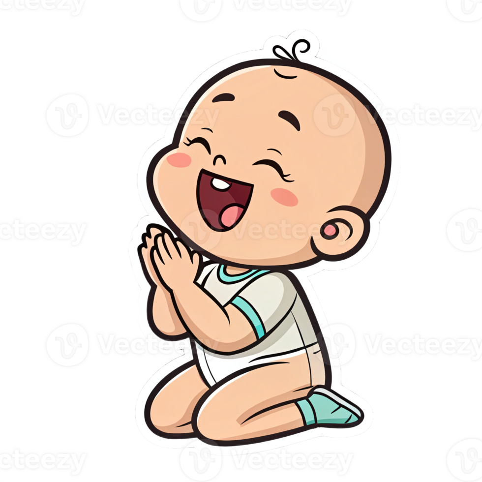 Adorable Happy Baby Kneeling with Joyful Expression Perfect for Childrens Designs png