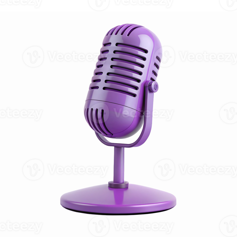 Vintage Purple Microphone Retro Style for Music Podcasting and Broadcasting Applications png